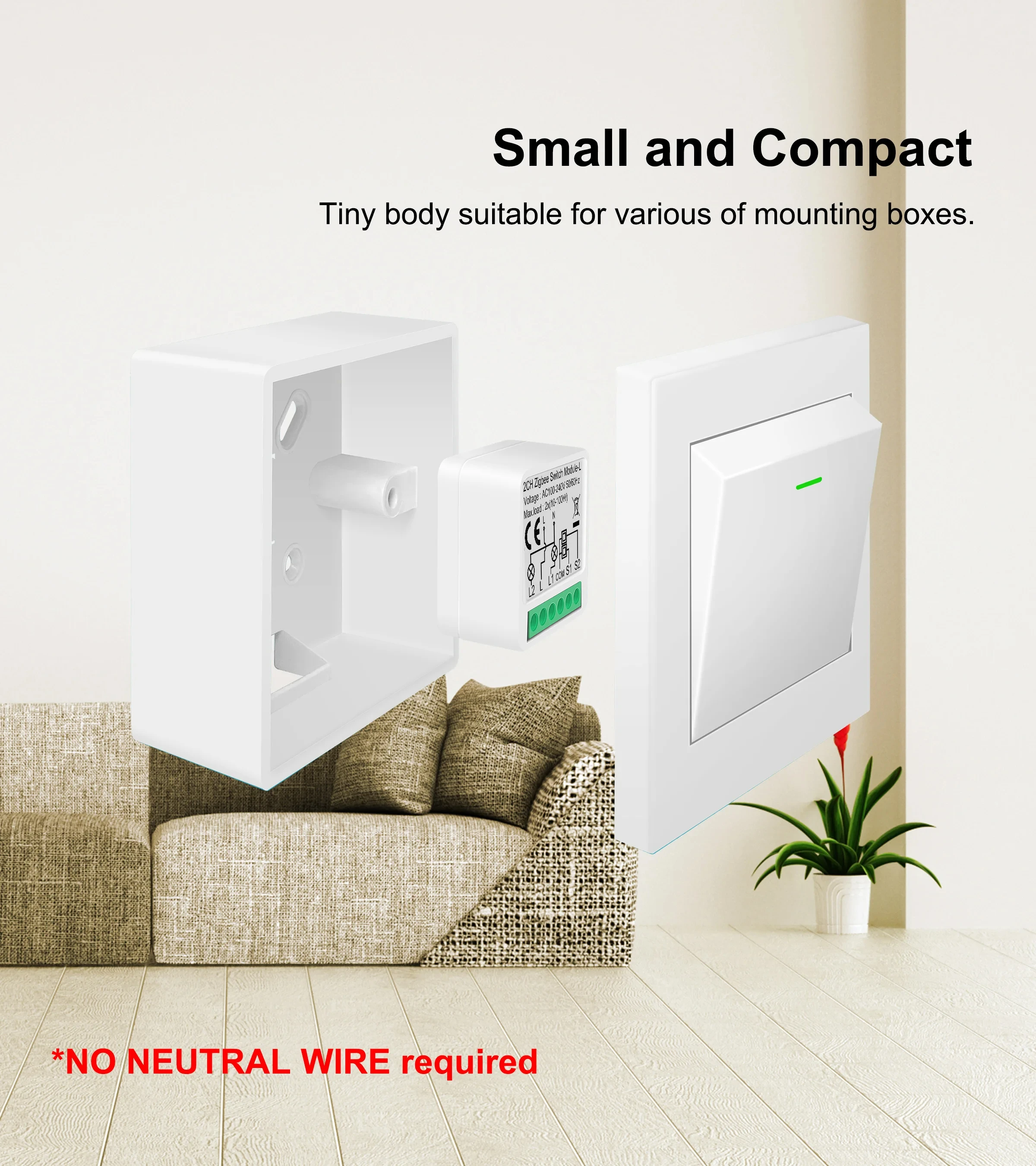 ZBMINI-L2 3.0 Smart Switch – Two-Way Relay Module, No Neutral Wire Required, Works With Rocker Or Push Button Switches, DIY Home Automation (2-Pack)