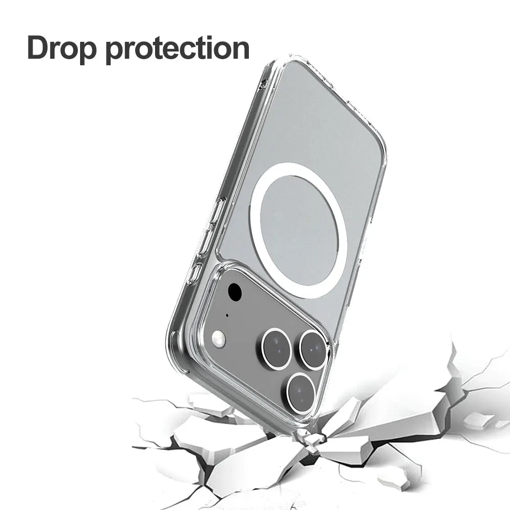 product laudtec simple transparent shell tpu pc wireless charging shockproof mangetic clear phone case for iphone 17 air pro max 16  15-4