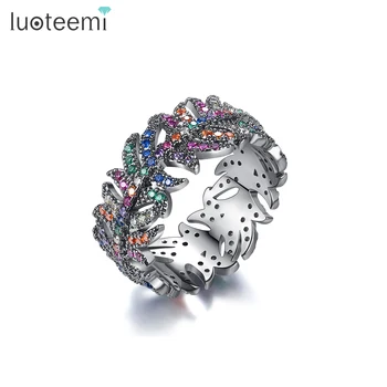 LUOTEEMI Modern Iced Out Lady Wholesale New Woman Party Bling Jewellery Fashion Jewelry Zirconia Ring
