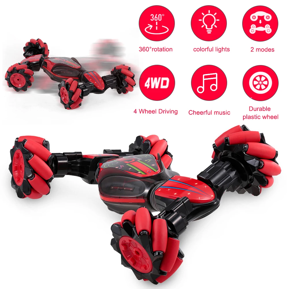 HOSHI 4WD RC Stunt Car Watch Control Car Gesture Sensor Control Deformable Electric RC Drift Car Toys with LED Light