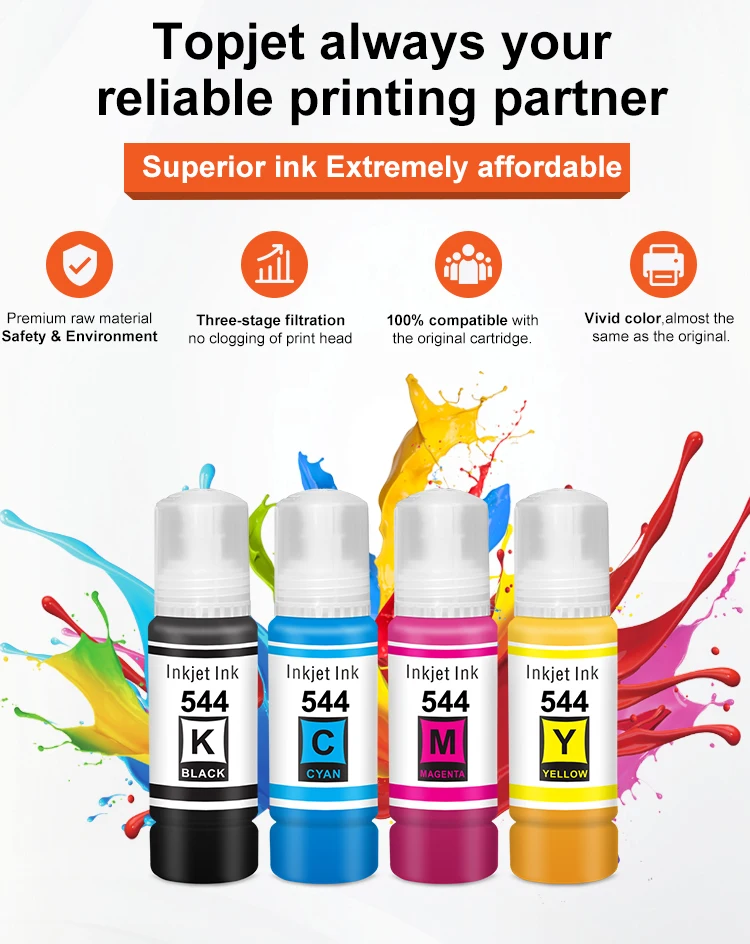 Topjet 544 T544 Premium Compatible Color Ink for Epson Printers
