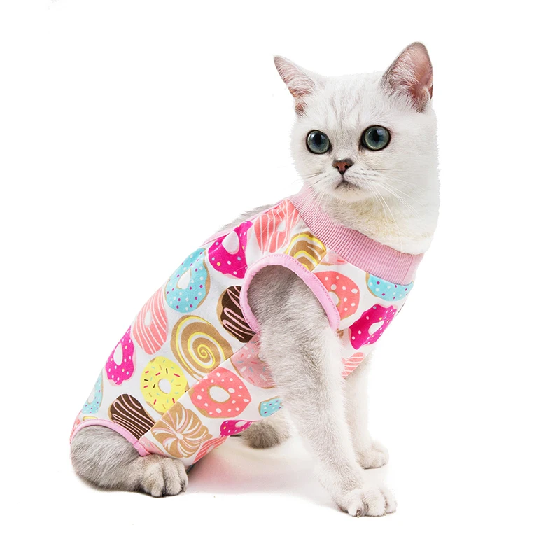 Adorable Patterns Pet Dog Cat Clothes Soft Cotton Surgery Cat Clothes