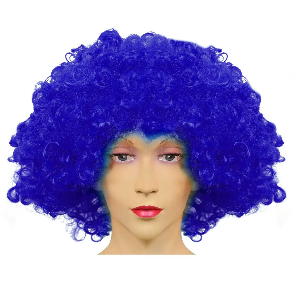 White Afro Curly Clown Wigs Fancy Dress 70s Disco Party Wig unisex 