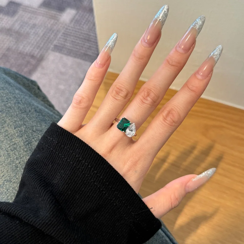 KAKODIY Luxury Emerald and Pink 5A Zircon Daily 925 Sterling Silver Women's Wedding Ring detail 10