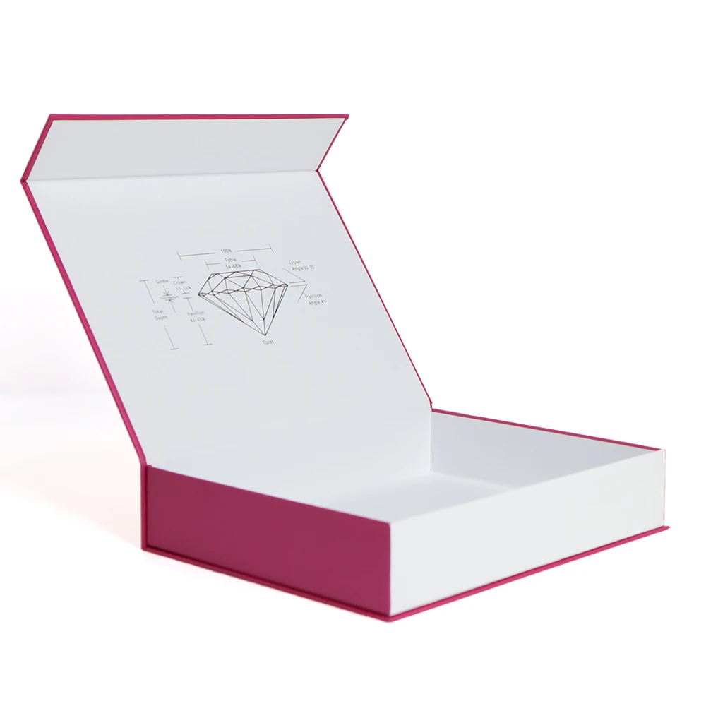 Custom Pink Magnetic Lid Closure Gift Box for Jewelry Packaging Modern Style with Silver Stamping 2mm Thickness Matt Lamination