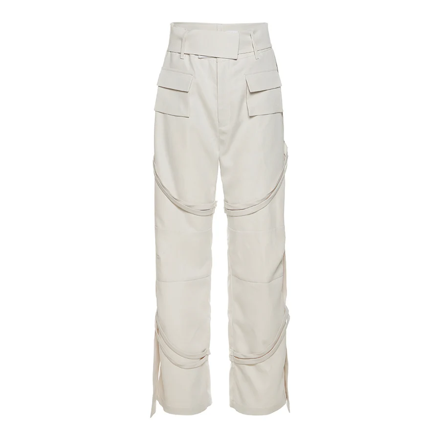 Kliou K22p21724 2022 Fall Clothes High Waist Pants For Ladies Women