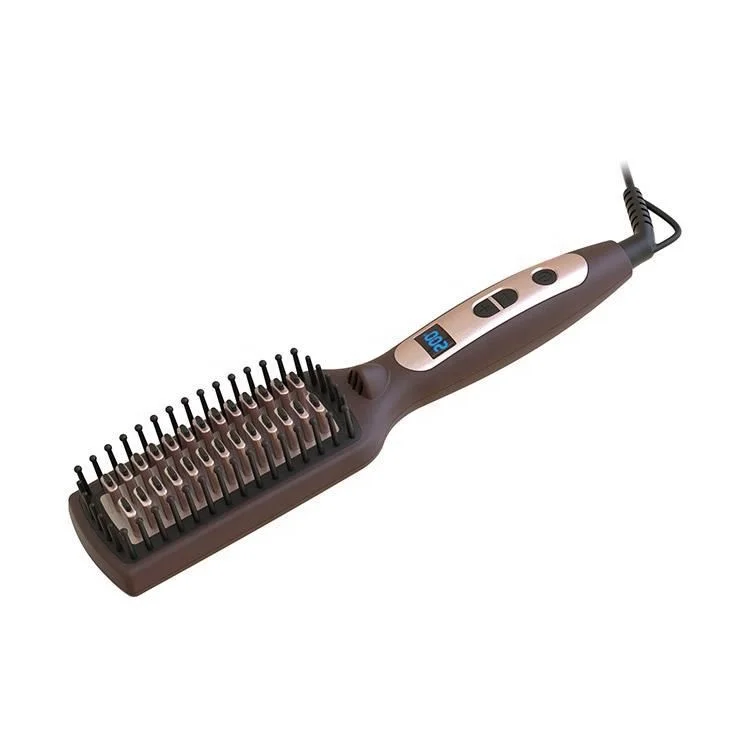 Professional Genie Ceramic LED Digital Display Hair Straightening Brush