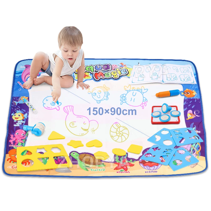 Zhorya Children Early Educational Water Drawing Mat Painting Doodle 150*90 Magic Painting Mat Aqua Magic Doodle Mat