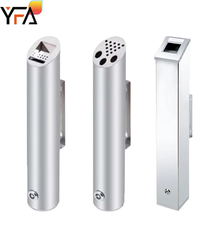 Outdoor Standing Cigarette Ash Bin Stainless Steel Ash Bin Round/ Rectangle  Ashtray Bin for Public Metal Column Ashtray