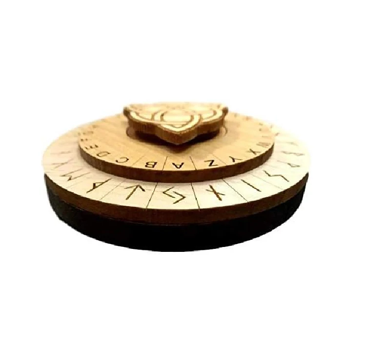 2-piece hide and seek cipher decoder ring for escape... Escape Room Cipher Wheel Prop - Wooden Laser Engraved Runes