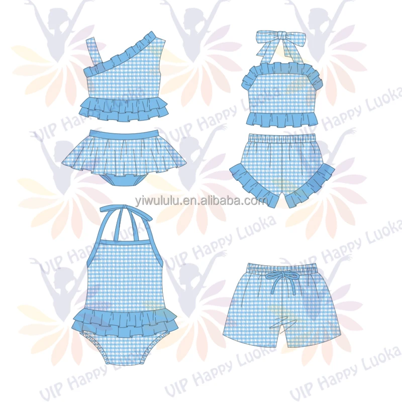 Лидер продаж, клетчатые трусы для мальчиков, детские шорты на шнуровке, купальник Seersucker, детская пляжная одежда