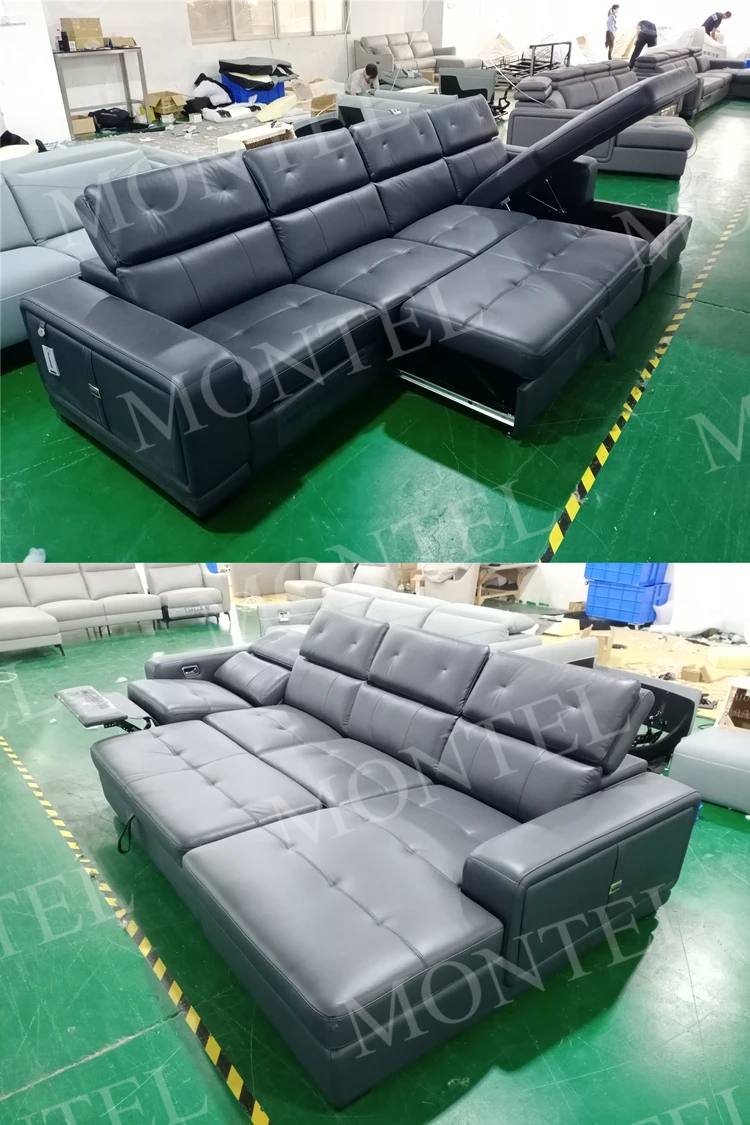 现代真皮沙发床沙发可折叠角功能性北欧设计师沙发意大利