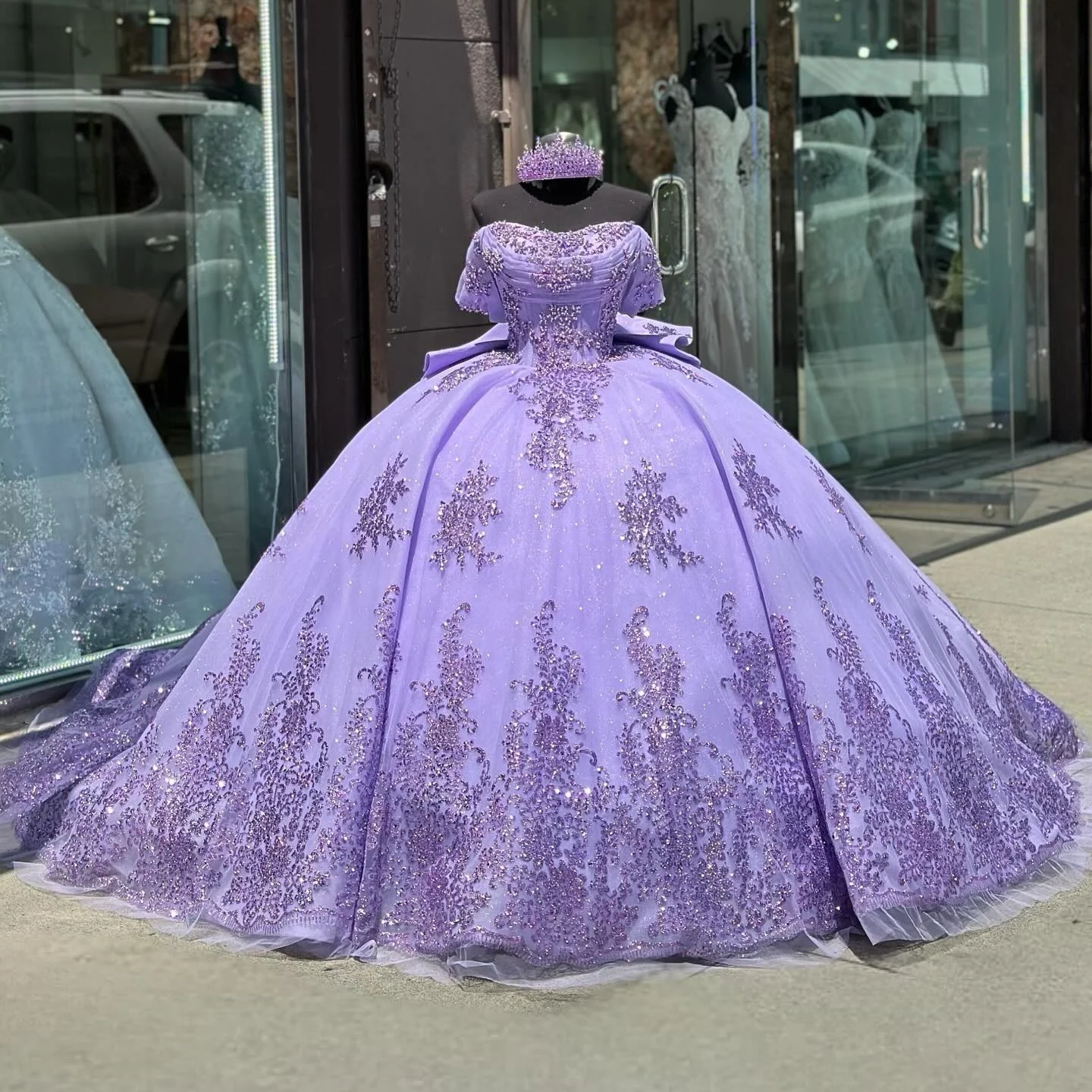 Mumuleo Metallic Off the Shoulder Lavender Quince Dress 2024 Best Seller  Vestido de XV