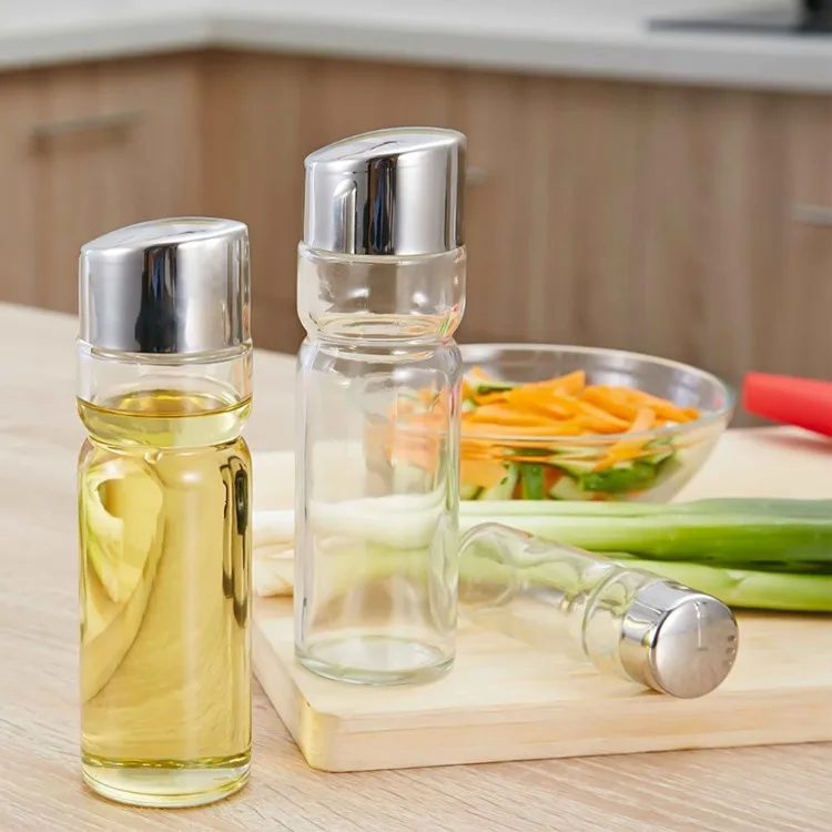 Seasoning Bottle Set Condiment Holder Seasoning Rack Four-in-One Oil Vinegar Dispensers Salt Pepper Shakers Glass Cruet Set with