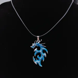 Trendy Unisex Punk Style Flame Dragon Pendant Necklace Luminous Alloy Hip Hop Jewelry Accessories