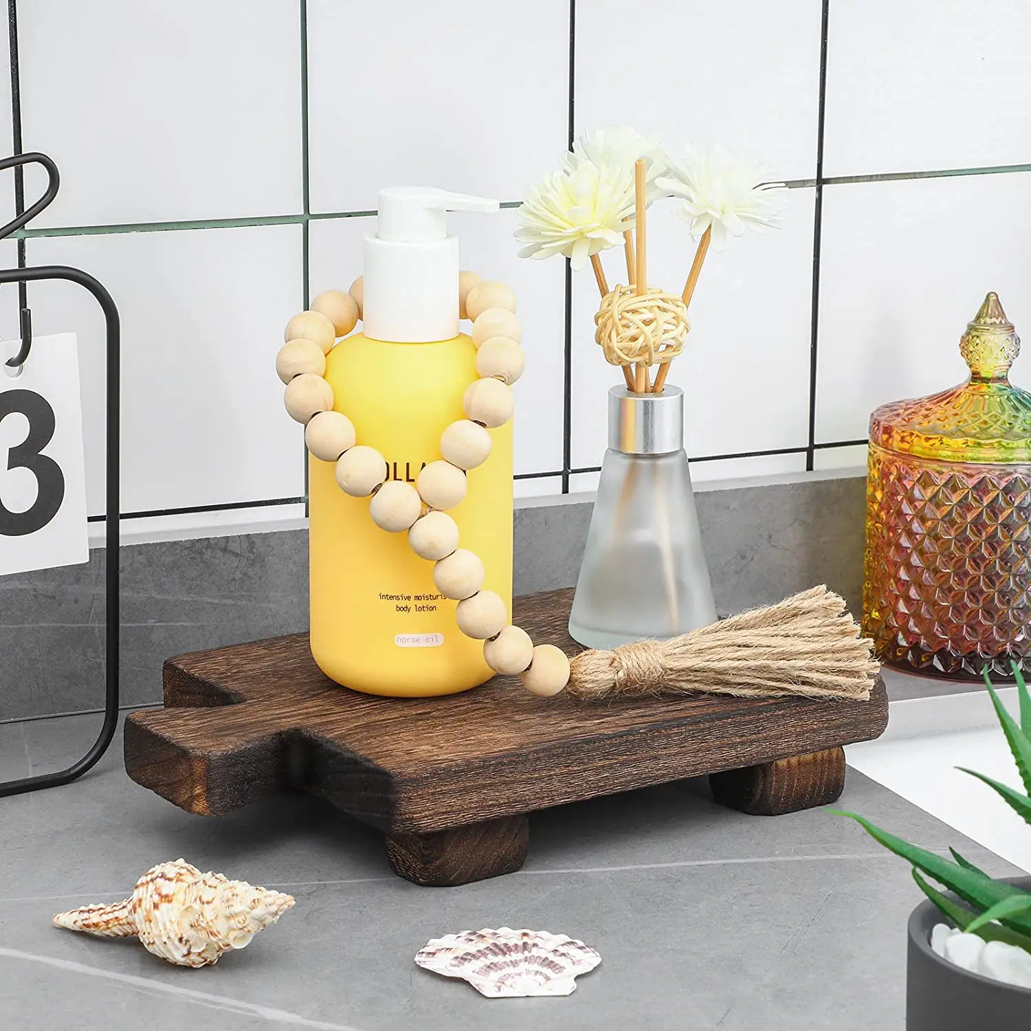 Wood Pedestal Stand Riser For Bathroom Home Kitchen Sink Holder Wooden ...