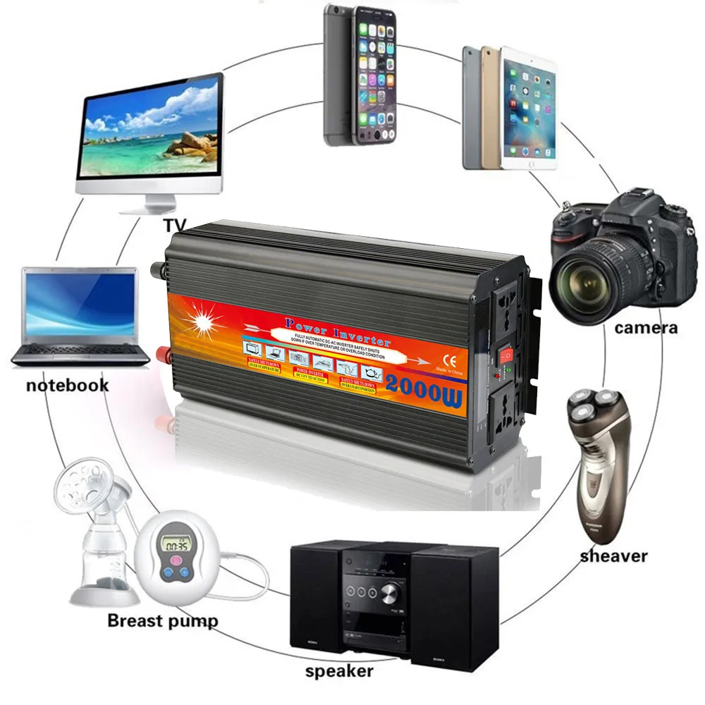 Integrated Circuit Car Power DC Voltage Independent Switch and USB Port 2000w Converter for Battery 0FF Grid Inverter