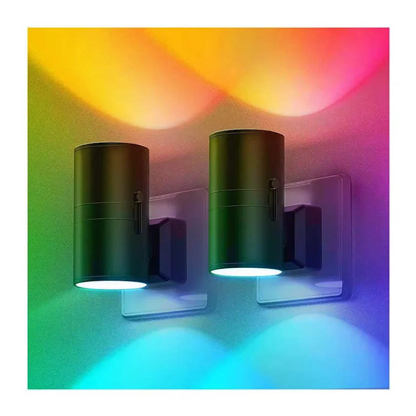 2024 Desain Baru LED RGB Adjustable Wall Light Dengan Colokan Untuk Malam