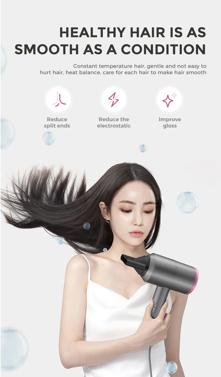 Portable Negative Ion Hair Blow Dryer Fast Drying Hot Cool Professional