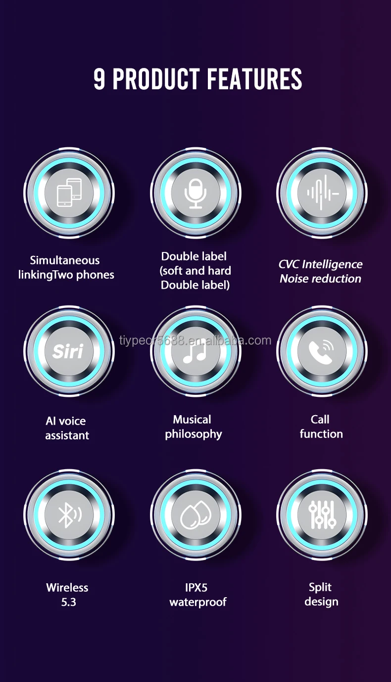 product tiypeor wireless earbuds with mic rgb light handsfree headset voice assistant intercom waterproof motorcycle helmet headphones-3