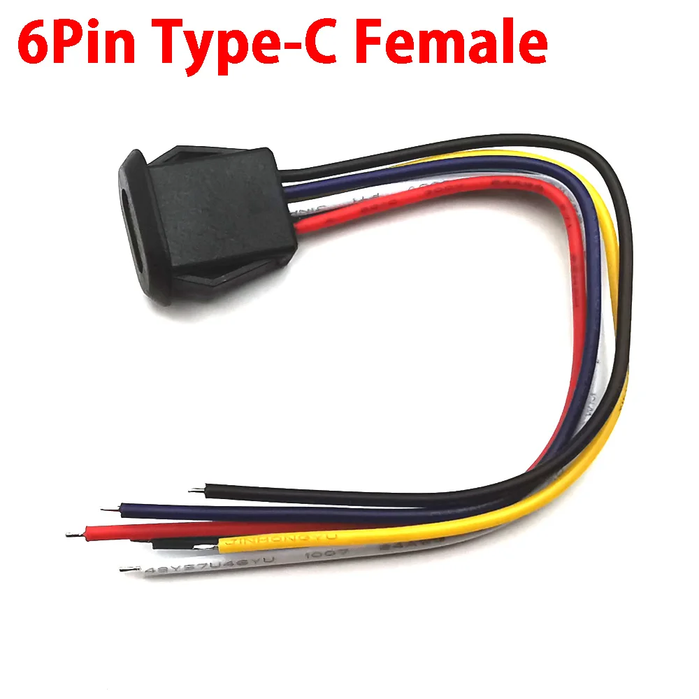 4pin 6pin Usb Type C Connector Type C With Card Buckle Female 5a High Current Fast Charging Jack 6574