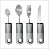 Gray large handle can be bent straight steak 4-piece set