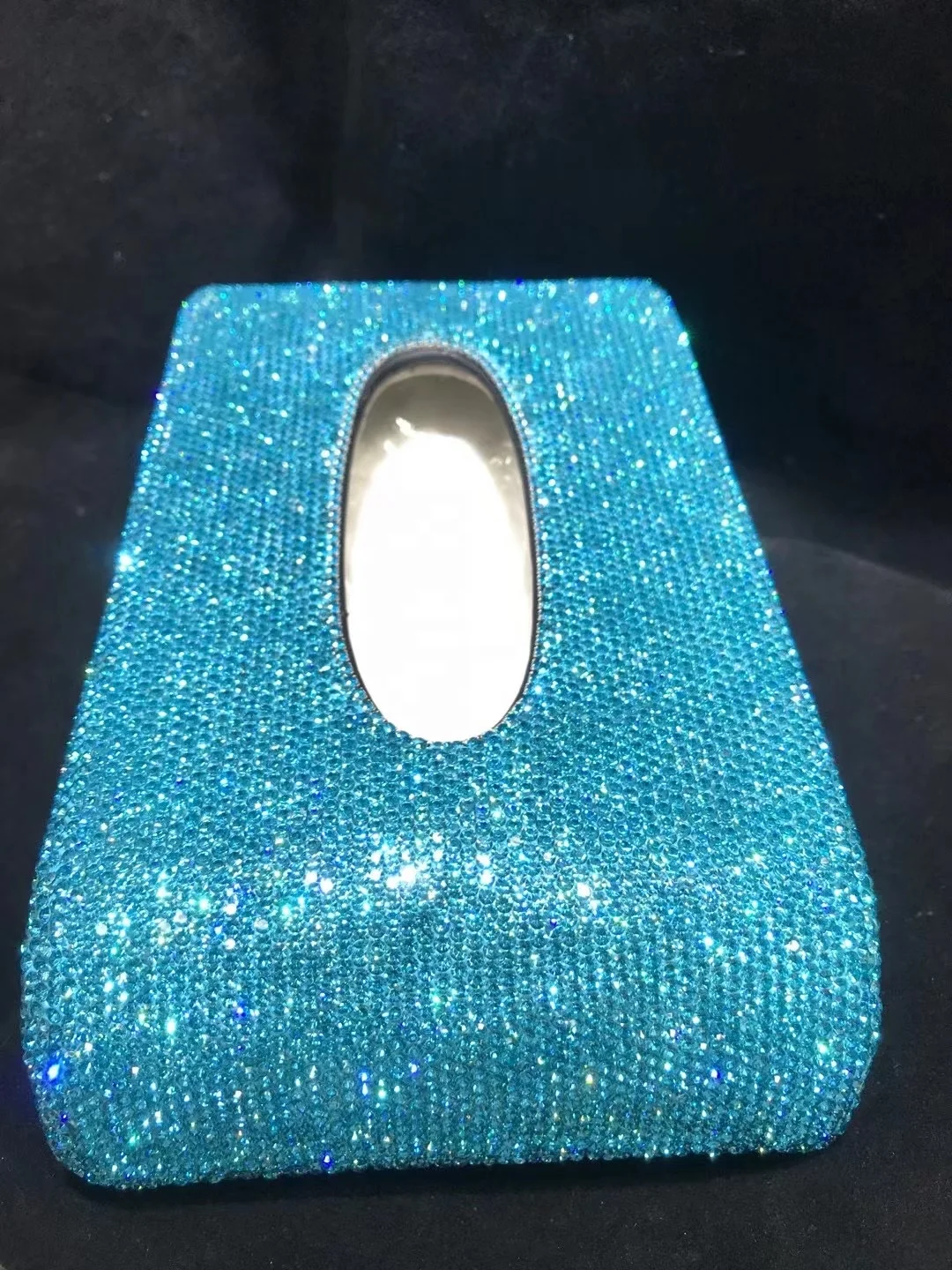 High quality paper napkin holder car interior diamond tissue box customized rhinestone boxes