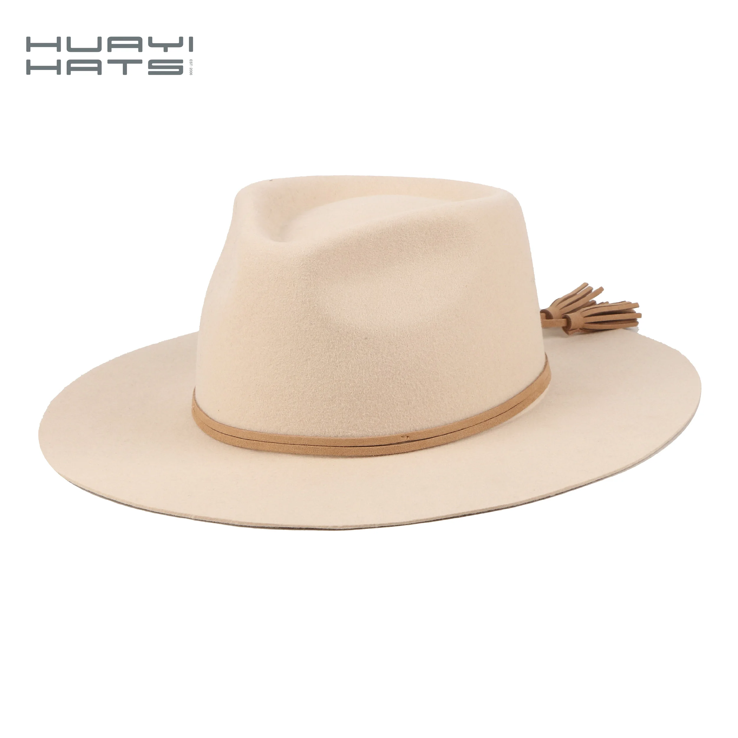 Elegant Vintage Cream Wide-Brim Wool Hat Wholesale Heathered Wide Brim Hat -Cream – Hadley Wren Wholesale main image 4