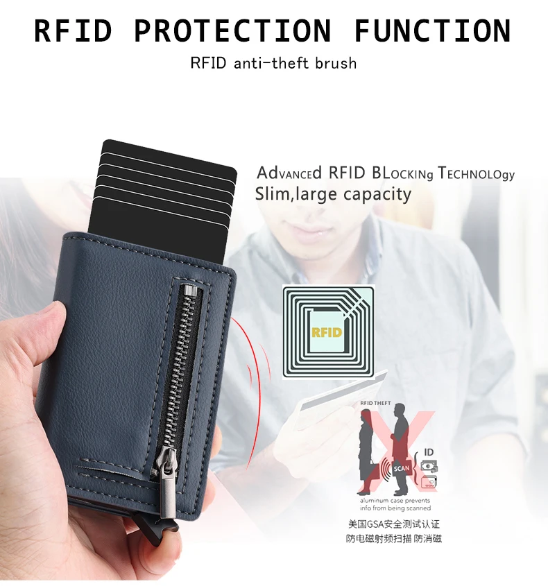 Casekey Rfid Secure Slim Pop Up Smart Card Holder Carteira Inteligente ...