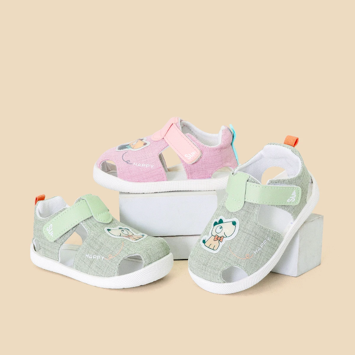 Fashion Children's Shoes Breathable Mesh Sandals - Closed-Toe Non-Slip Walking Shoes with Cute Cartoon Pattern
