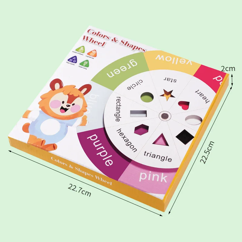 Kinder Frühförderungsspielzeug Farb- und Formenrad kognitives interaktives Spiel Montessori-hölzernes Drehteller-Spiel für Kinder