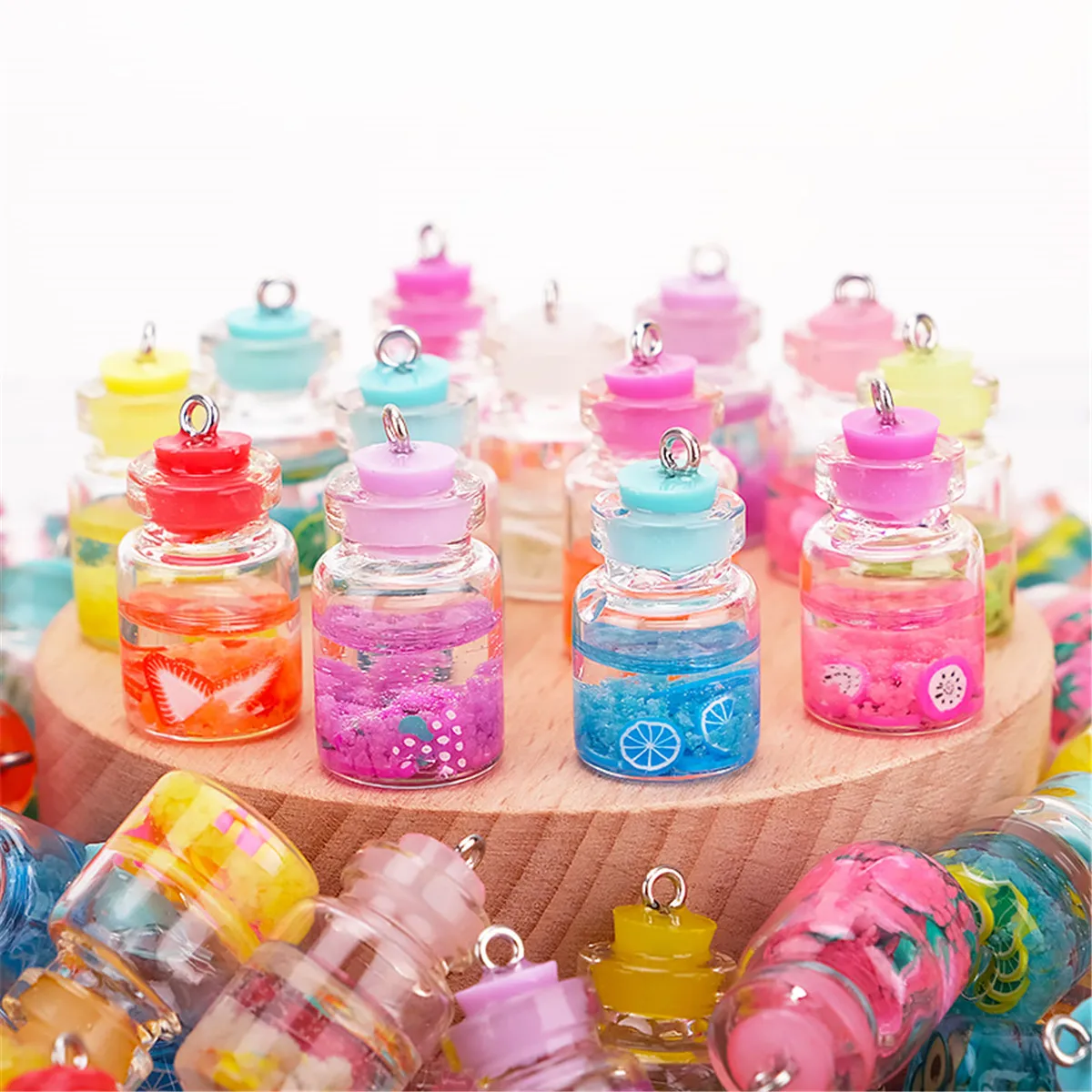 Ruwado popular 20-piece juice bottle pendant Mini cute fruit cocktail glass pendant DIY