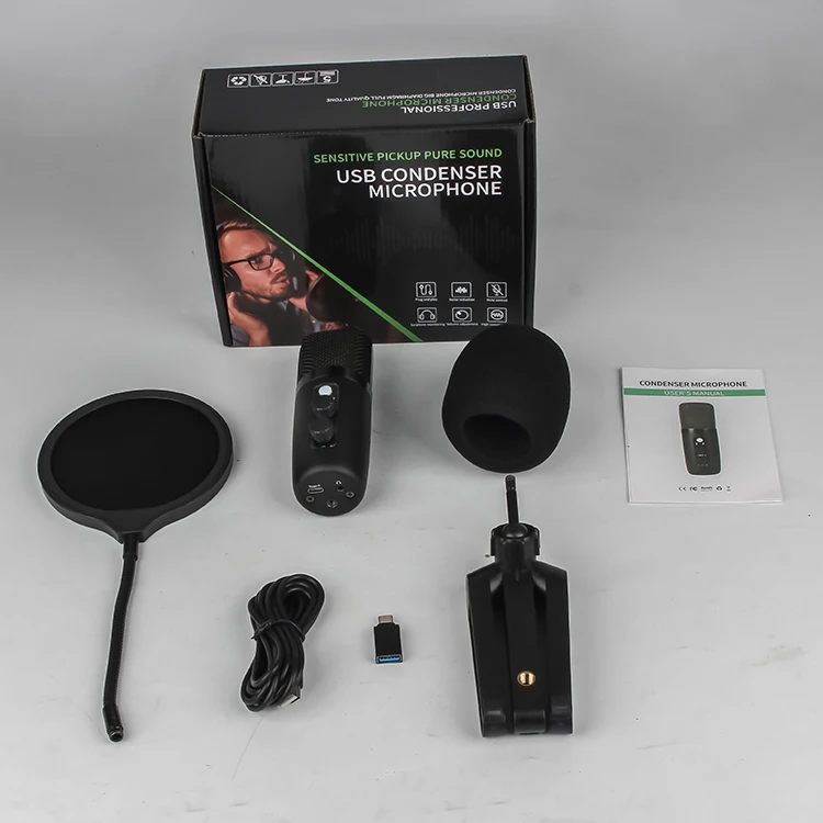 JIY Bm501 Recording Studio Microphone USB Podcast MIcrophone Mike RGB Gaming Condenser Microphone