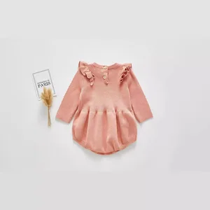 Newborn Baby Girl Sweater Jumpsuit, Baby Toddler Long Sleeved Knitted Jumpsuit, Jumpsuit, Autumn and Winter Clothing