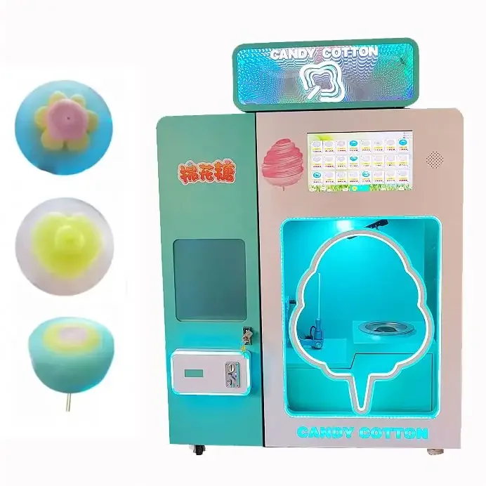 Electric Automatic Candy Floss Cotton Machine Vending Machines Scan Code to Pay Coin-operated
