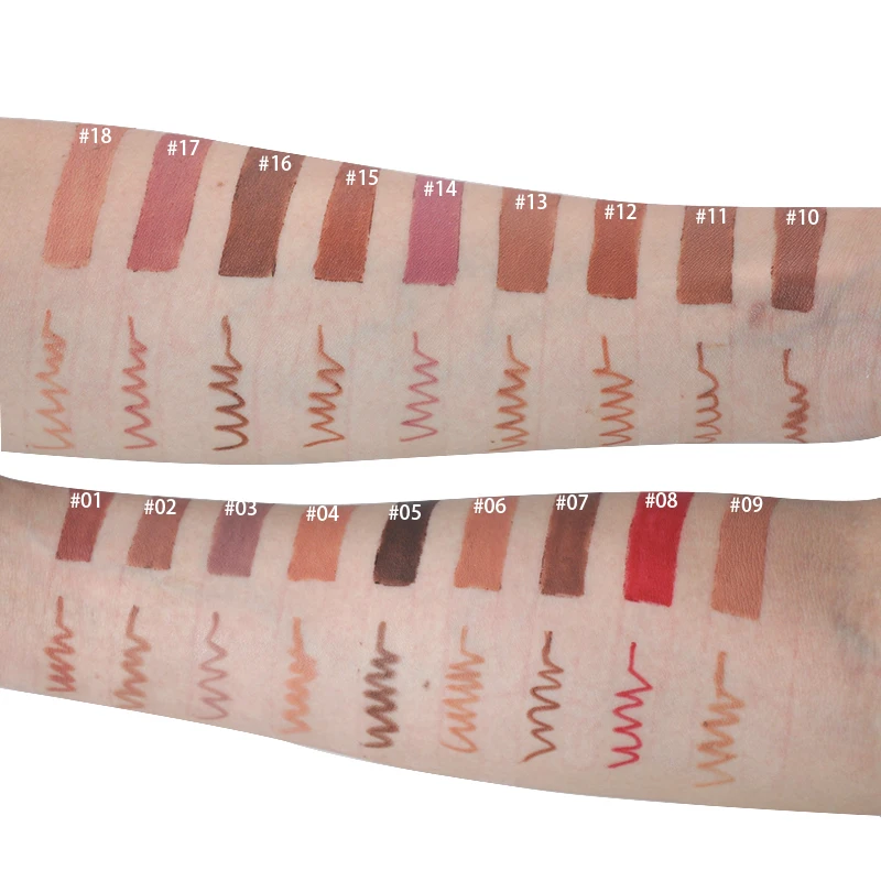 High Quality 2 in 1 Box Liquid Lipstick Lip Liner Kit Waterproof Long Lasting Custom Lip Gloss Lipliner Set Private Label