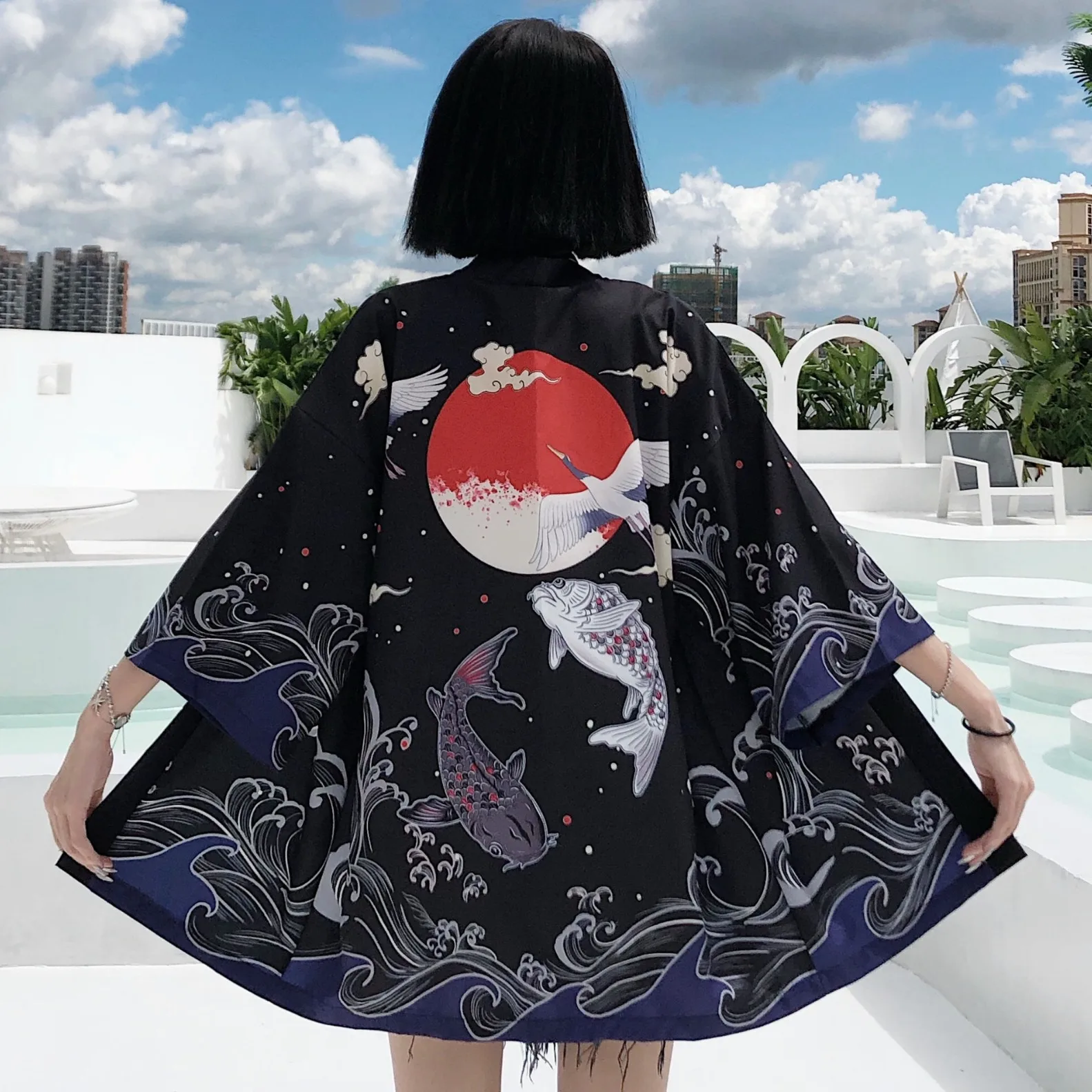 Multiple Types Japanese Style Dragon Print Traditional Kimono Men Anime Kimono Open Front Coat