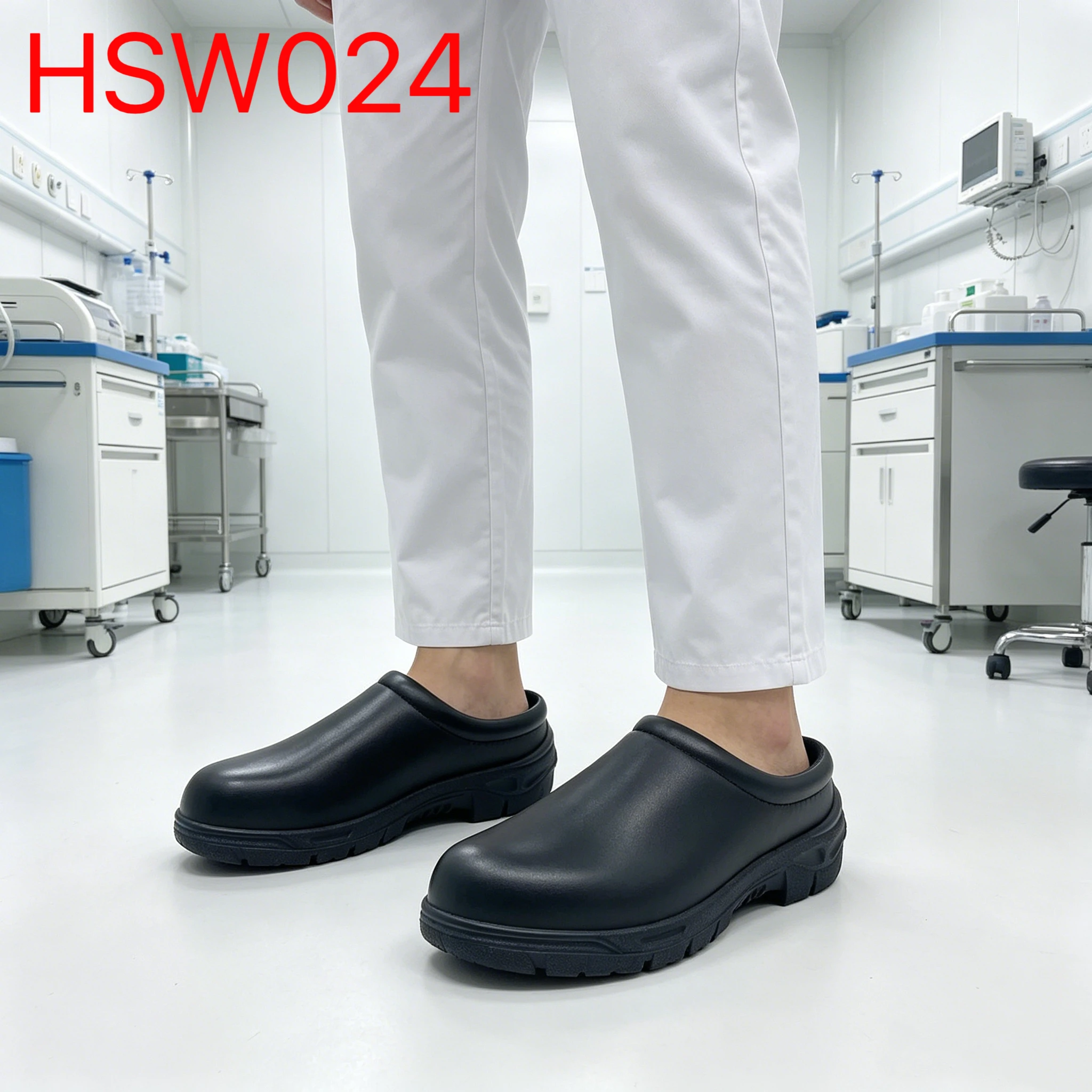 YYR,Drug Inspection Anti-acid&alkali Sole White/black Safety Clogs Sterile Production Reduce Sweating&odors Work Footwear HSW024