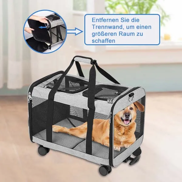 Zmaker Cat Trolley Bag Double Compartment Pet Carrier With Detachable