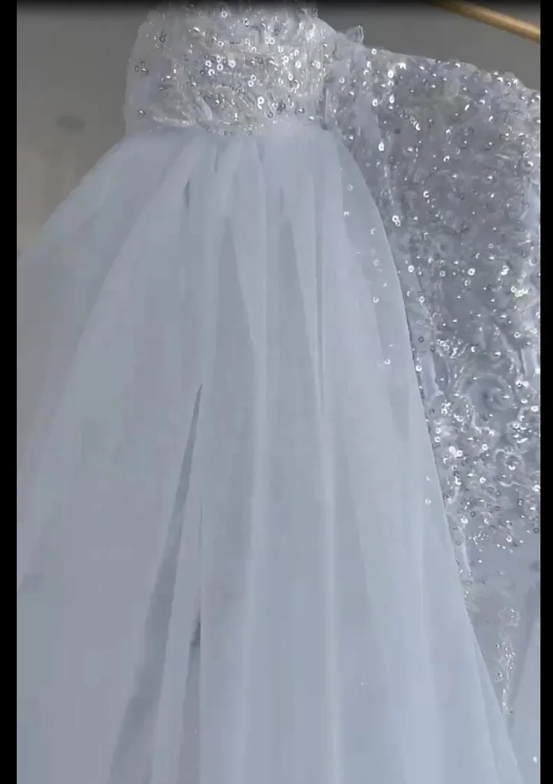 2024 Africa Luxury Off Shoulder Full Lace Appliques White Tulle Exquisite  Mariage Bride Dress Glitter Princess Wedding Gowns