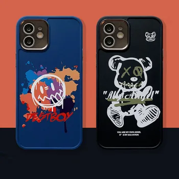 Cute bear case for iphone 13 12 11 Pro Max XR X XS 7 8 Plus funny protective cover