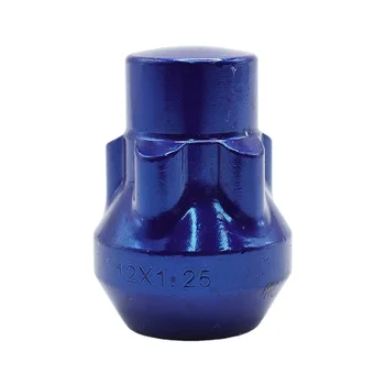 1.25in Length M12X1.25 Thread Blue Wheel Locking Lug Nuts Acorn Cone Seat Closed Size Premium Set H8