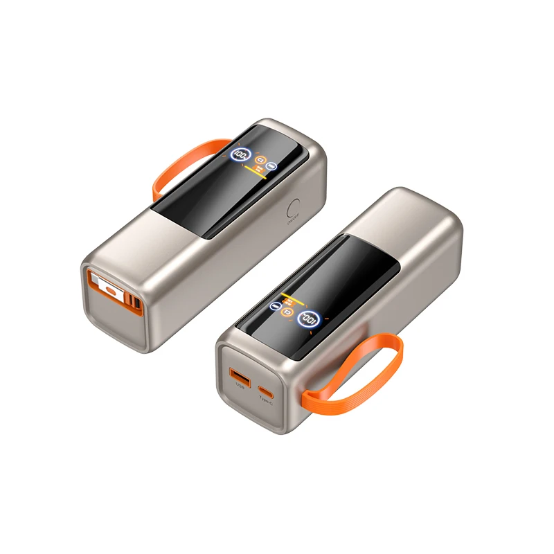 Creative 100W Super Fast Charging Digital Display Power Bank 25000mAh Built-in Cable Lanyard Design Portable Charger PB221