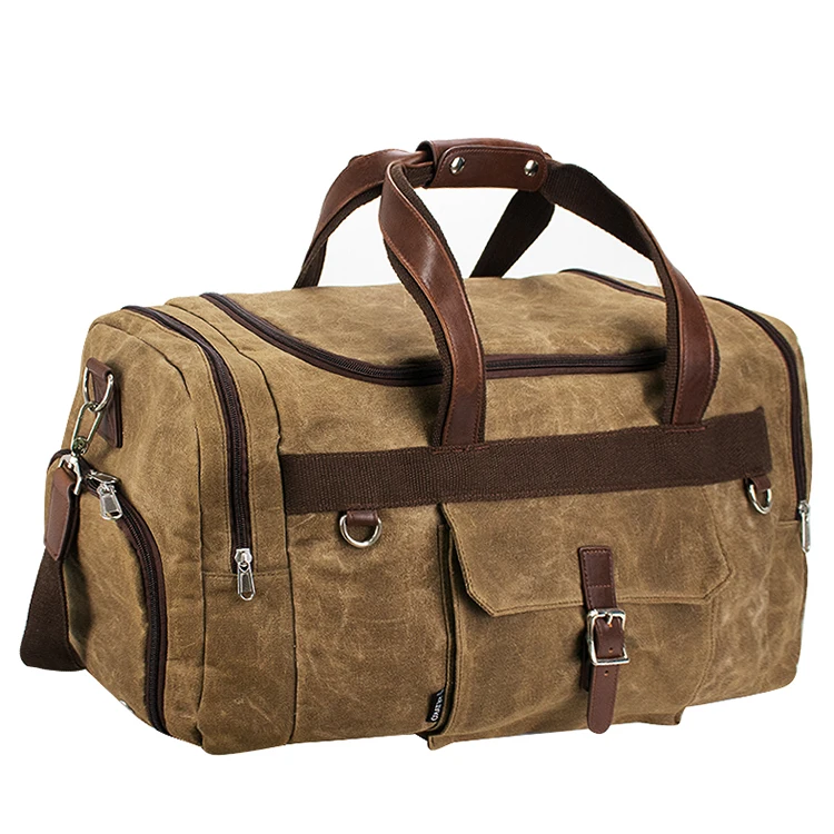 Waterproof Large Gym Crossbody Travel Duffel Canvas Tote Bag With Shoe Compartment