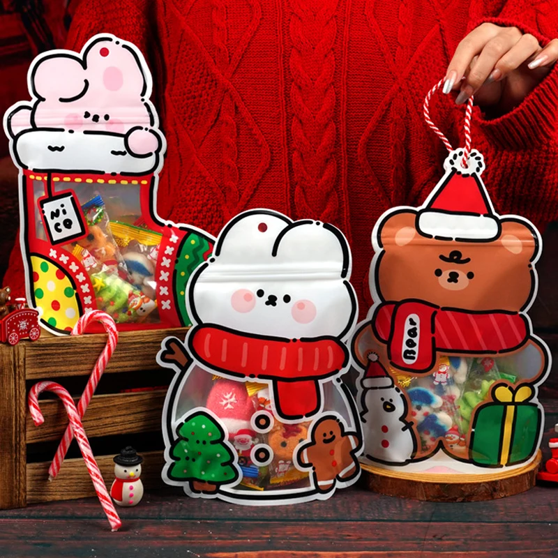 Christmas Celebrate Santa Doypack Stand Up Pouch With Zipper Aluminium Foil Cotton Candy Cookie Edible Sachet 3.5 G Mylar Bags manufacture