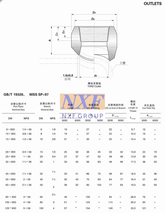 latest company news about NXF Threaded Pipe Fittings DN 6-100 Class 3000-6000 ASTM B581,ASTM B582,ASTM B619 Alloy G-35/UNS N06035 Threaded Olet  0