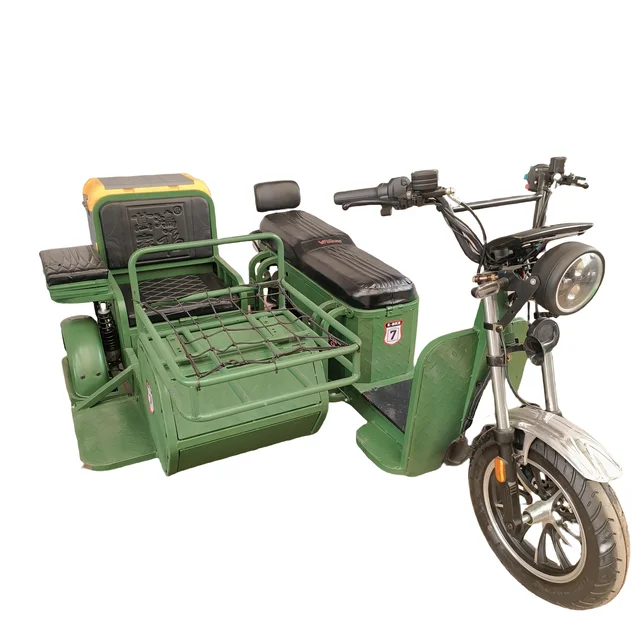 Adult 1500w Adult 3 Three Wheel Cargo Car Tricycle Motorcycle Electric Scooter With Side Set