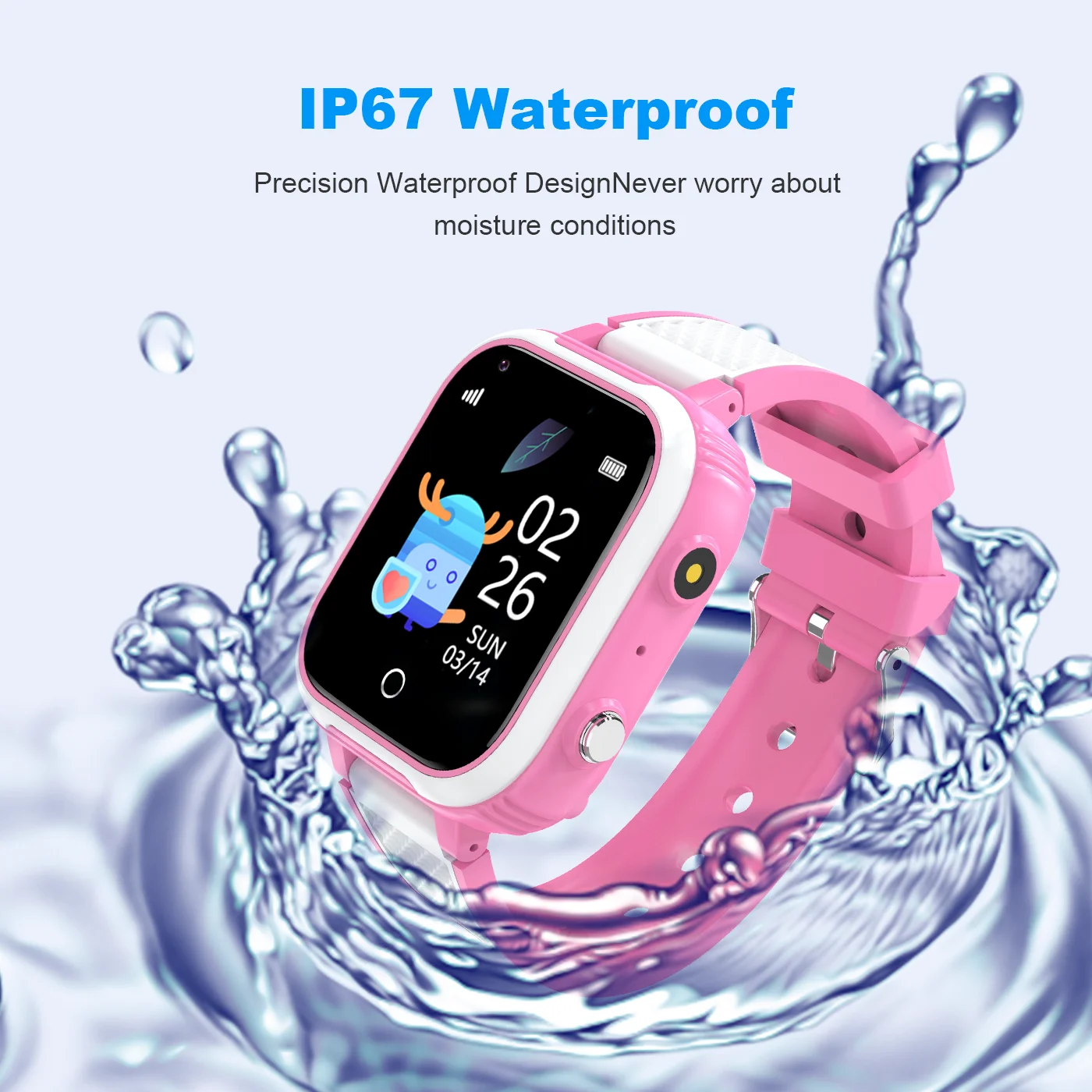 Children's Smartwatch with 4G GPS SOS WiFi Waterproof SIM Card Clock Call & Location Tracking Features.