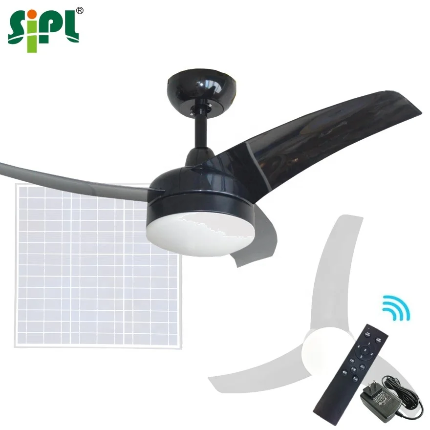 Sunny Vent Tools 24V Solar DC Fan with LED Rechargeable Day-Night Air Cooling Ventilating Lighting 42'' Ceiling Electric Fan