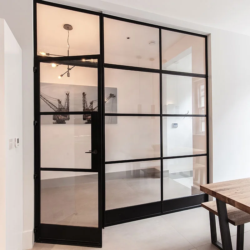 Customized Soundproof Sliding and Swing Crittall Style Interior Glass French Door